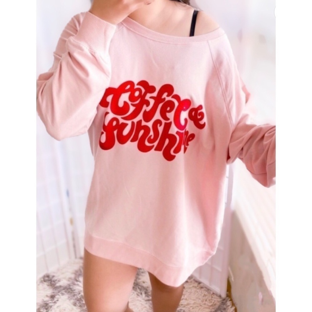 Wildfox Coffee & Sunshine oversized baggy statement sweatshirt jumper size L